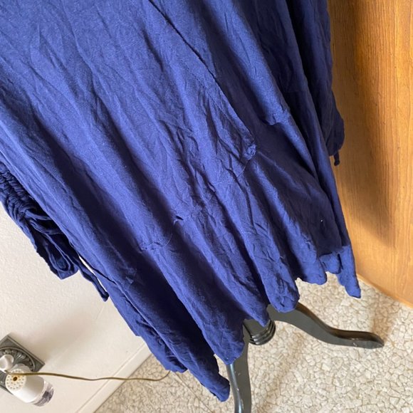 Drapey Deep purple-Blue Soft Jersey oversized top Ruched drawstring sleeves - Picture 4 of 11